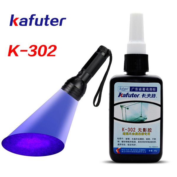 Strong 50 ml kafuter uv colle uv durage adhésif k-302 + 51led uv lampe de poche UV durcissement en cristal et liaison métallique