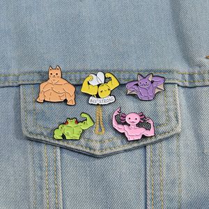 Sterke Dieren Emaille Pins Custom Salamander Bee Kikker Vleermuis Broches Revers Badges Dier Grappige Sieraden Cadeau voor Kinderen Vrienden