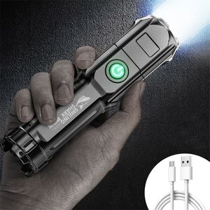 Strong Light Portable FlashlightHigh-power USB Rechargeable Zoom Highlight Tactical Flashlight Outdoor Lighting LED Flash Light 220808