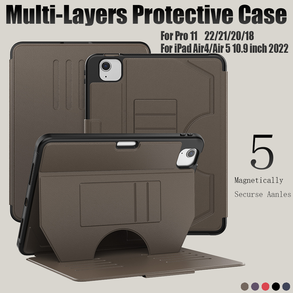 Strong magnetico Custodia in pelle intelligente per iPad Pro da 11 pollici Air4 Air5 10.9 Auto Sleep Sleep Flip Case con cavalletto regolabile + slot di carte con scatola di vendita al dettaglio