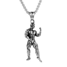 Sterke Man Halter Hanger Ketting Rvs Ketting Spier Mannen Sport GiftFitness Hip Hop Gym Sieraden Voor Mannelijke Kettingen2937