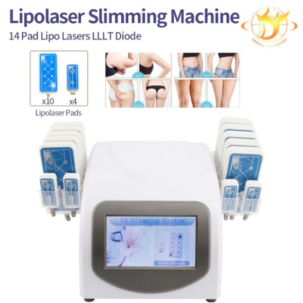 Forte puissance 14 Pad Diode Lipo Laser perte de poids minceur Machine 650Nm 160Mw beauté Spa432