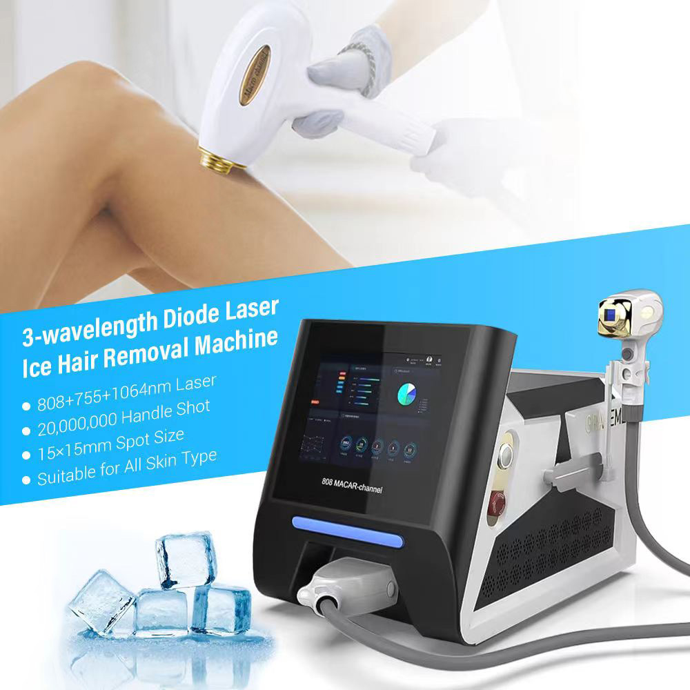 Strong Power 3 Wavelength Permanent Hair Removal Diode Laser Machine 808nm 755nm 1064nm Professional 808 Ice Laser Machine