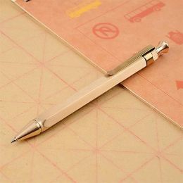 Sterke zes-rand solide messing pen compact draagbare balpen met clip kantoorschoolproducten fatsoenlijke vakantiegeschenken