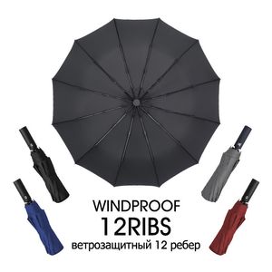 Parapluie automatique 12K résistant au vent fort pluie femmes coupe-vent 3 pliant à long manche hommes d'affaires parapluie de voyage en plein air 201112