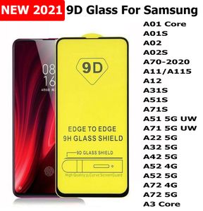 Protecteur d'écran 9D, couverture complète en verre trempé, pour A31S A51S A71S A22 A32 A42 A52 A72 5G A3 CORE Samsung A01 Core A01S A02 A02S A70 2020 A11