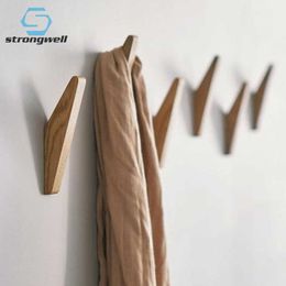 Strongwell modernist Japanse houten muur haak massief hout creatieve hoofdtelefoon handdoek jas kleding haak wanddecoratie hanger 210609