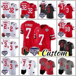 18 Marvin Harrison Jr Miyan Williams Maillot de football Stroud Emeka Egbuka Henderson Josh Proctor JT Tuimoloau Cade Stover Cotton Bowl Rouge Alternatif