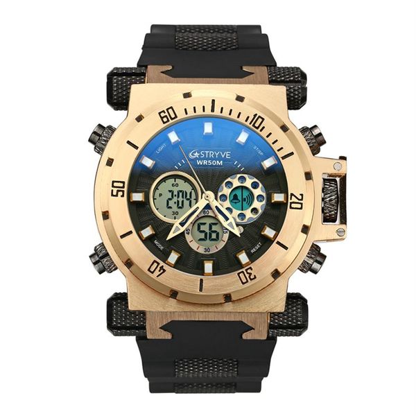 Stryve 5ATM étanche S8015 hommes montres de plongée Sport marque de luxe Led numérique s blanc montre-bracelet Relogio Masculinomale W219H