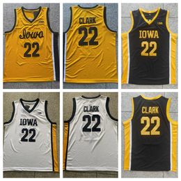 Sthiched Mens College Iowa Hawkeyes 22 Caitlin Clark Jersey Home Away Amarillo Blanco blanco Tamaño S M L XL XXL CAMISAS NCAA 2024 NUEVA LLEGA