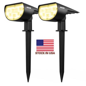 Stuck in US Projecteur solaire Lampes de pelouse Projecteurs solaires extérieurs étanches IP67 Lampes d'aménagement paysager Applique murale pour cour, jardin, piscine, patio, allée, allée, blanc froid