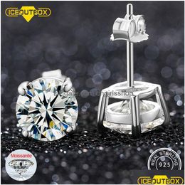 Stud 012 Carat D Vvs Solitaire Pendientes para Mujeres Hombres Solid 925 Sterling Sier Sparkling Birthday Jewelry 221119 Drop Delivery Dhv4Z