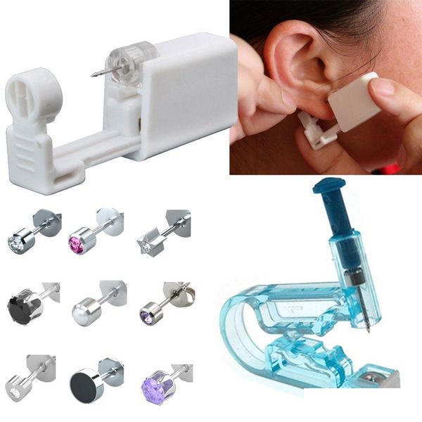 Stud 1/2/4PCS Unidad de perforación de oreja estéril desechable Cartílago Tragus Helix Gun Sin dolor Piercer Tool Hine Kit Stud Jewelry Dro Dhgarden Otxdl