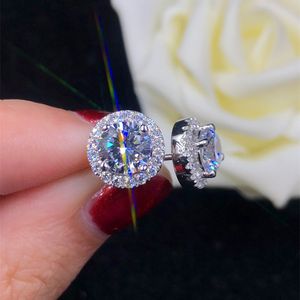 Pendientes de tuerca con certificado de 1 quilate para mujer, chapado en platino, plata de ley, pendientes con diamantes, joyería fina para boda 230223