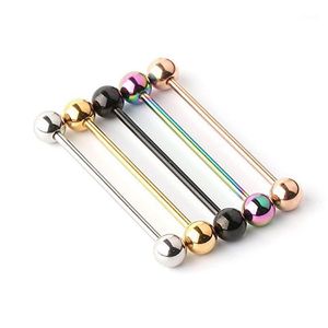 Stud 1 paar lange industriële barbell oorbellen mode 14G mutiple kleuren roestvrij staal piercing punk gotische sieraden