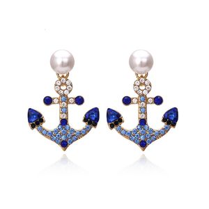 Stud 1 paar vintage dames marine zeemanstijl kristal anker trend oorbuien parel oorbellen sieraden girls accessoires cadeaus 230815