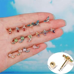 Stud 1 -stuk multicolor spider Dragonfly Zirkon koperen piercing schroefbal oorbellen sieraden voor vrouwen schattig feest geschenkstudie moni22