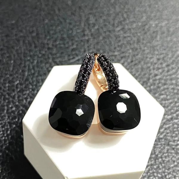 Stud 10,6 mm classique Nudo boucles d'oreilles pistolet noir plaqué pour les femmes améthyste noir onyx boucles d'oreilles bonbons carrés boucles d'oreilles en cristal cadeau 230928