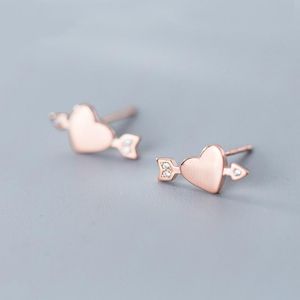 Stud 100% Plata de Ley 925 pequeños pendientes de corazones lisos para mujer pequeña joyería fina Brincos