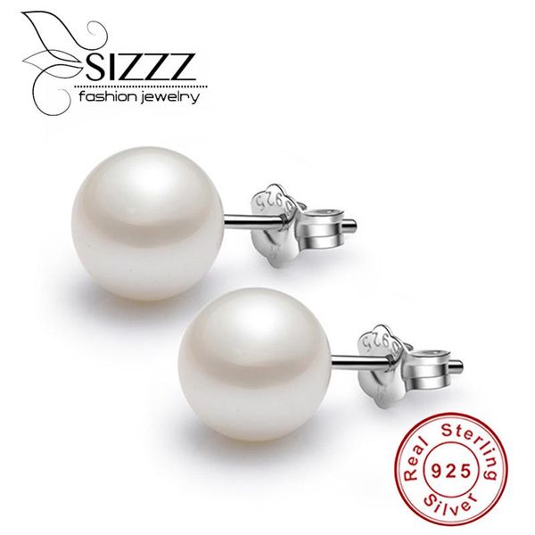 Stud 100% authentique en argent sterling 925 perles simulées bijoux style spécial boucles d'oreilles féminines