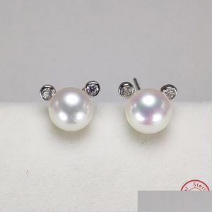 Stud 100 boucles d'oreilles perles S925 Sterling Sier Stud bijoux de mode 67mm grenouille pour femmes fille bricolage cadeau de mariage livraison directe Dhsgt