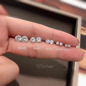 Stud 100% Real 925 Sterling Silver Jewelry Women Fashion schattig Tiny Clear Crystal CZ oorbellen cadeau voor meisjes Tieners Ladystud Kirs22