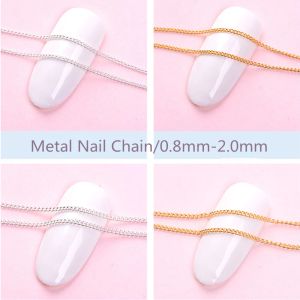 Stud 100m Goud Sier Zwart Metalen Platte Kettingen 3d Nail Art Decoraties Charms Stud Sieraden Hangers Accessoires Diy Manicure Gereedschap