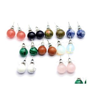 Stud 10 mm Natuurlijke stenen oorbellen Chakra genezing roze kwarts opaal ronde bal joods voor vrouwen drop levering sieraden dhyfa