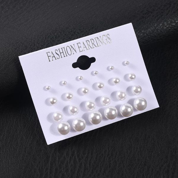 Stud 12 par/set 4mm 6mm 8mm 10mm perla bola cuentas pendientes para mujer Fahion regalo fiesta joyería Accesorios