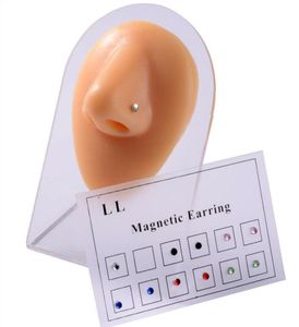 Stud 12pcsCard Magneet Oor Tragus lage Lip Labret Neusring Fake Cheater Niet-doorboorde Sieraden Magnetische Oorbel Piercings9432078