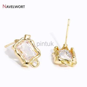 Stud 14K Gold vergulde messing rechthoek Clear Crystal Post oorbellen met gesloten ringfashion Earring waardoor benodigdheden DIY -accessoires D240426 maken