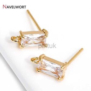 Étalon 14k plaqué en laiton rectangle post-oreille boucle avec saut ouvert ringbuc carré carter de boucles d'oreille de boucle d'oreille bijoux matériel d240426