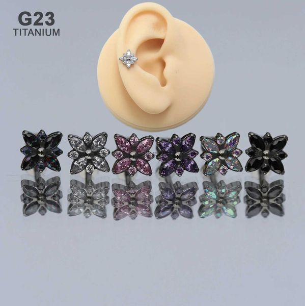 Goujon 16G ASTM F136 Titane Labret Vis à filetage interne pour Helix avant Langue à lèvres Oreille Cartilage Daith Conque Piercing Boucle d'oreille YQ231026