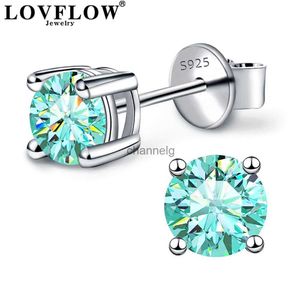 Stud 1ct 4 Prong Moissanite Schroef Stud Oorbellen 925 Sterling Zilver Groene Kleur Diamanten Oorbellen Voor Vrouwen Bruiloft Fijne Sieraden YQ240110