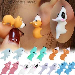 Stud 1 Paar Oorlel Animal Bite Earring Vrouwen Cartoon Haai Dinosaurus Hars Stud Oorbellen Oorstekers Bite Meisjes Oorbellen Jewerly Gift YQ231128