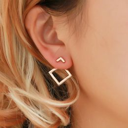 Stud 1 paire Triangle carré boucles d'oreilles pour femmes à la mode Simple minimaliste couleur or géométrique métal boucle d'oreille bijoux accessoires