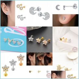 Stud 1Pc Mode Cz Oreille Goujons Cartilage Boucle D'oreille Pour Les Femmes 925 Sterling Sier Zircon Petit Stud Piercing Bijoux Cadeaux 1442 Q2 Drop Del Dhw7T