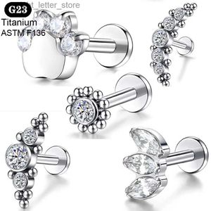 Stud 1 STKS G23 Titanium Piercing Stud Oor Tragus Kraakbeen Oorbellen 16G Bal Labret Lip Zirkoon Opaal Kwab Helix Daith Lichaam Sieraden YQ231128