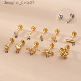 Stud 1 pieza 1,2 * 8 mm Piercing Body Jewelry Plug-in Lip Stud para mujeres 2022 Nueva tendencia Ear Cuff Pendientes de acero inoxidable para adolescentes L231117