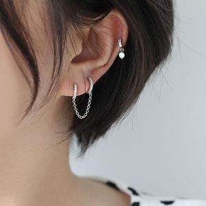 Goujon 1 pièce insolite Double Piercing chaîne femmes boucles d'oreilles en acier inoxydable bijoux pour 2022 oreille manchettes noël GiftStud