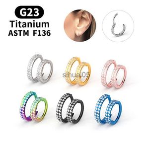 Stud 1PS Nouveau G23 Titanium Deux rangées de Zircon Haute Qualité Prix Segment Anneau Ouverture Petit Septum Nostril Oreille Ho YQ231026