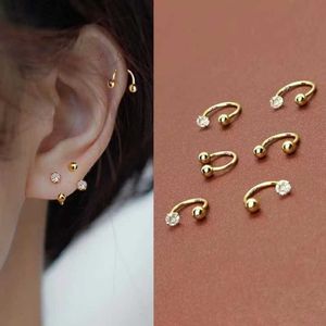 Stud 2 PCS roestvrij staal Tragus Piercing Helix Studs oorbellen voor vrouwen Crystal CZ Hoop Neusring Septum Piercing sieraden 2023 P230411