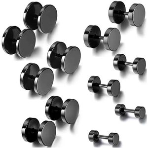 Stud 2-delige punk roestvrijstalen stalen schroef Dumbbell Gothic Stud-oorbellen Geschikt voor vrouwen Men Street Pop Hip-Hop Rock Lage Allergie Q240507