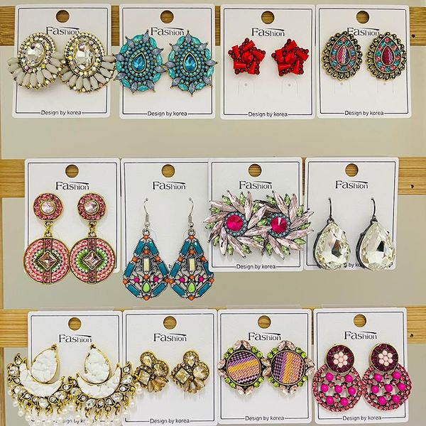 Stud 20 paires/lot bijoux de mode style bohême boucles d'oreilles en pierres de cristal colorées divers modules de conceptions