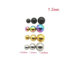 Stud 200 unids Tornillo Bola Lisa Reemplazo Labio Stud Oreja Ceja Anillo Lengua 16G Moda Cuerpo Piercing Joyería Negro Oro Color Arco Iris 231020