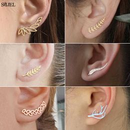 Stud 2022 Boho Vintage Botanical Leaf Ear Climbers Verklaring oorbellen voor vrouwen Country Wedding Sieraden Bladeren Branch Ear Crawlers P230411