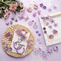 Stud 2022 joyería de tendencia 925 pendientes de aguja de plata serie púrpura Simple pequeña flor coreana fresca