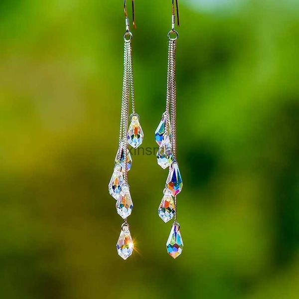 Stud 2023 Mode Cristal Goutte D'eau Gland Boucles D'oreilles pour Femmes Tempérament Coloré Longues Boucles D'oreilles De Mariée De Mariage Bijoux Cadeaux YQ240129