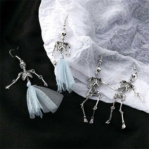 Stud 2023 Nuevo Halloween Skull Skeleton Drop Pendientes Mujeres Moda Punk Charm Skeleton Cuelga Pendientes Joyería Regalo Halloween Pendiente L230919