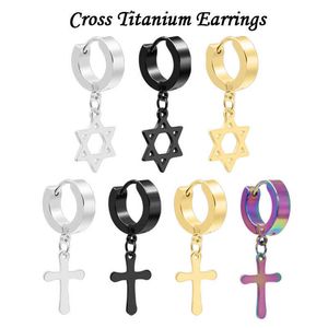 Stud 2023New Croix Boucles D'oreilles Mode Européenne Et Américaine Titane Acier Métal Rond Géométrique Twist Hommes Et Femmes Punk Mode Cadeaux Z0517